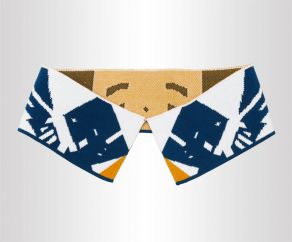 三色不规则图案提花针织横机罗纹领厂家直销